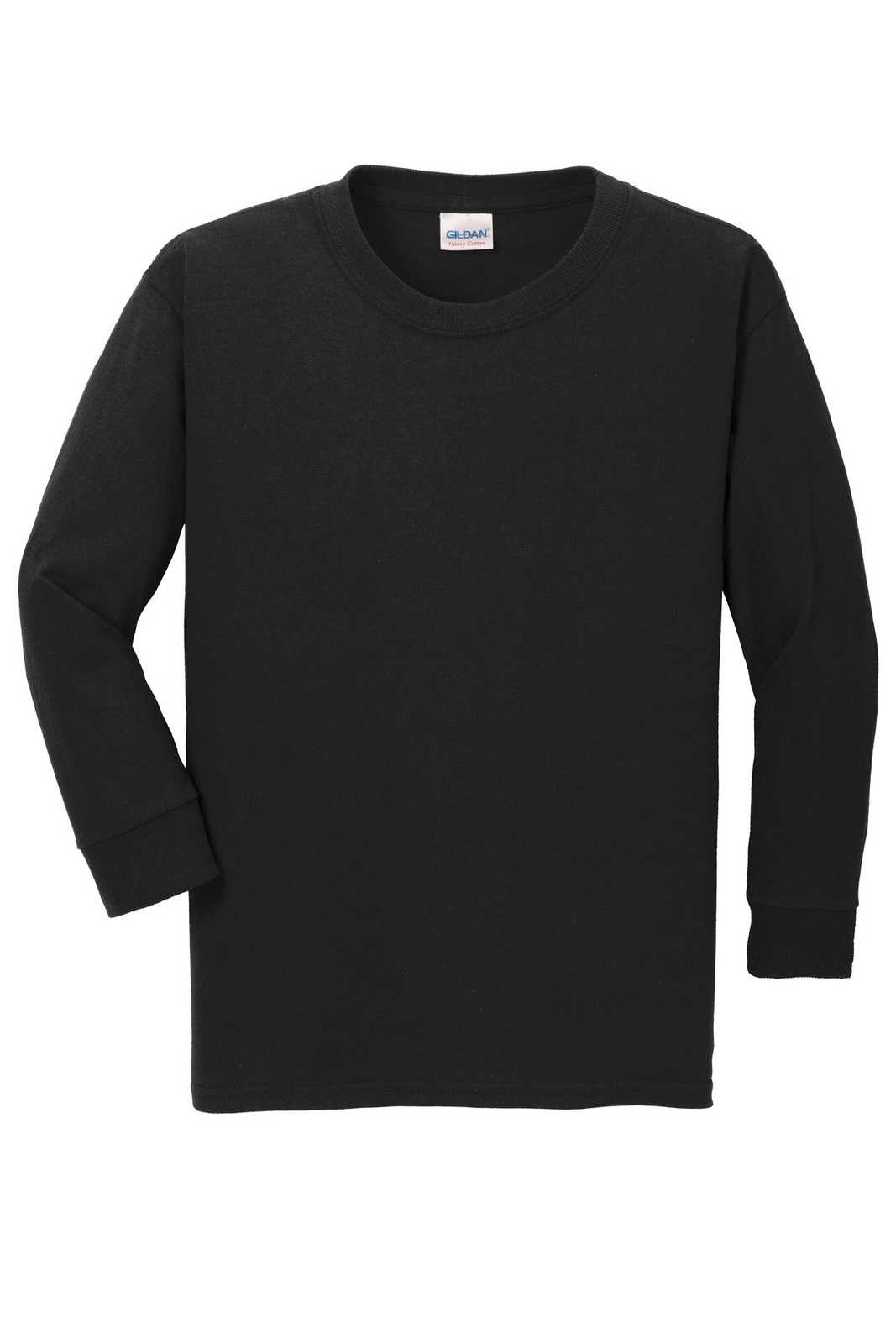Gildan 5400B Youth Heavy Cotton 100% Cotton Long Sleeve T-Shirt - Black - HIT a Double