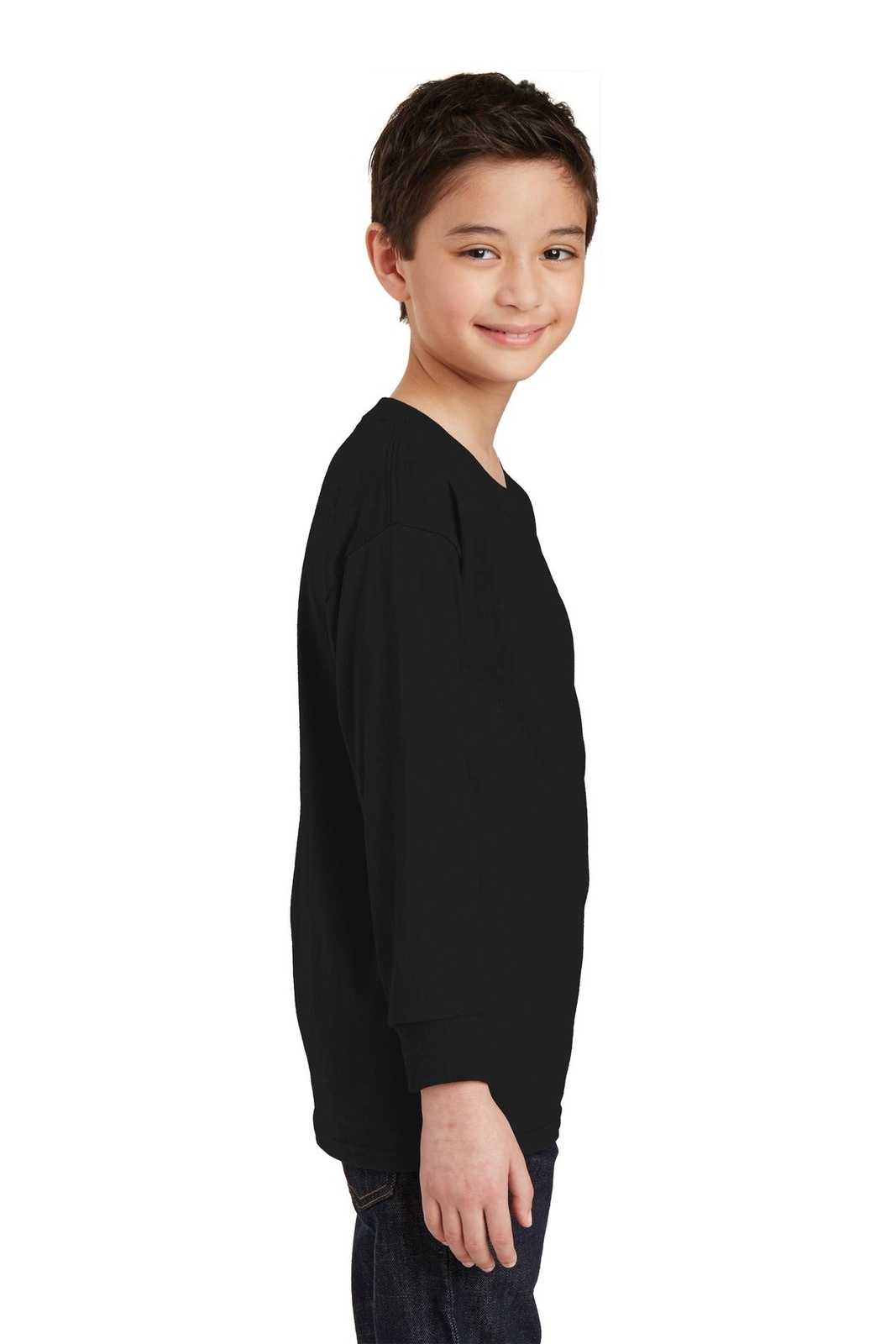 Gildan 5400B Youth Heavy Cotton 100% Cotton Long Sleeve T-Shirt - Black - HIT a Double