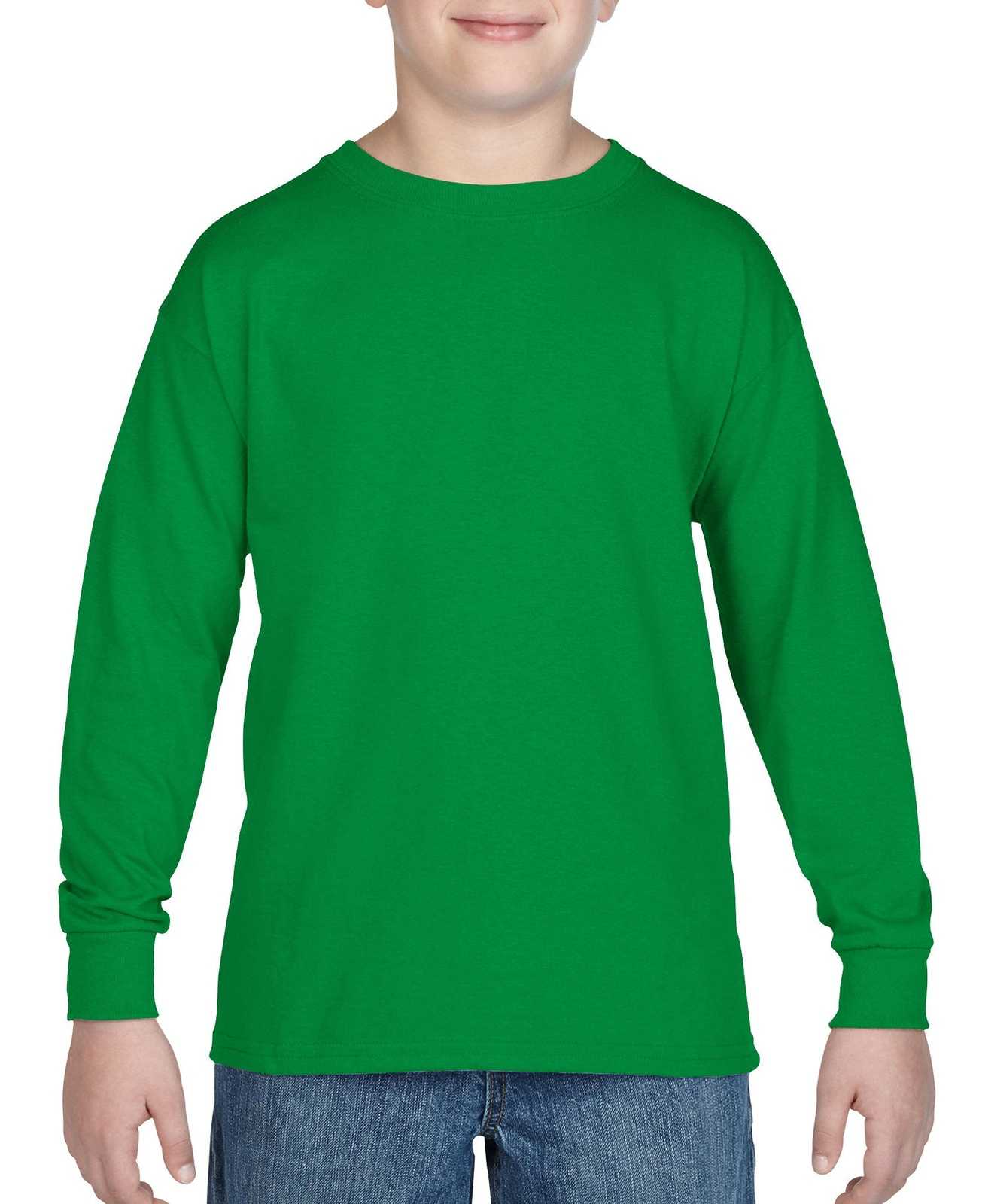 Gildan 5400B Youth Heavy Cotton 100% Cotton Long Sleeve T-Shirt - Irish Green - HIT a Double