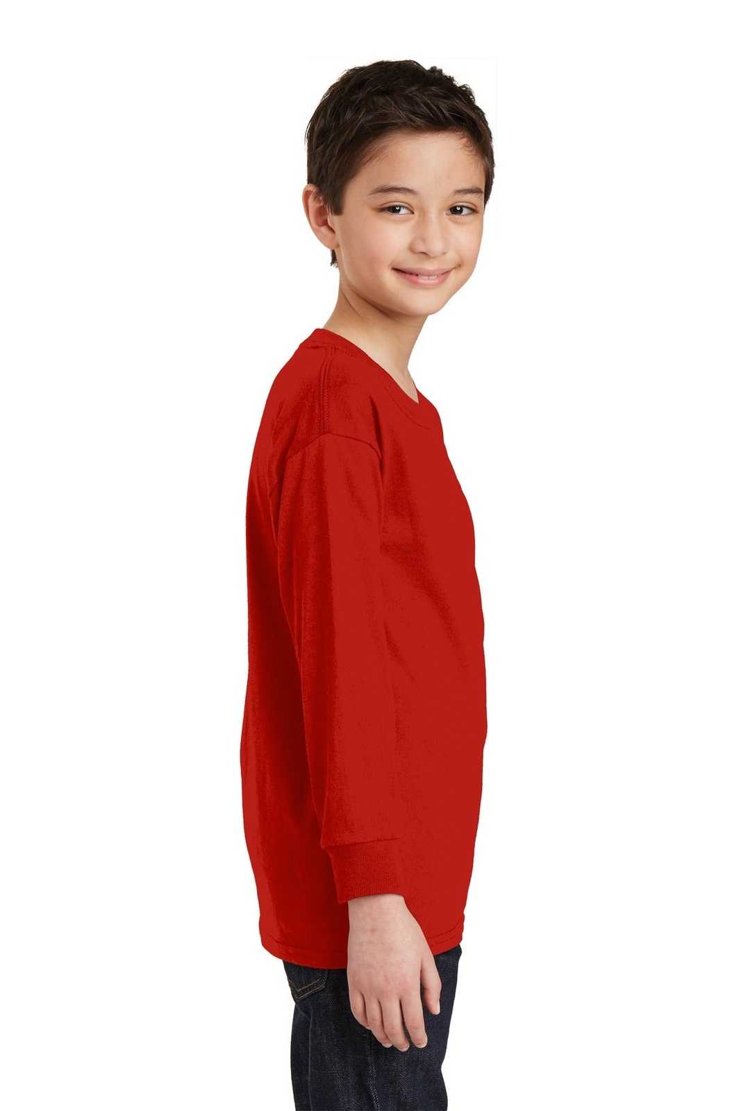 Gildan 5400B Youth Heavy Cotton 100% Cotton Long Sleeve T-Shirt - Red - HIT a Double