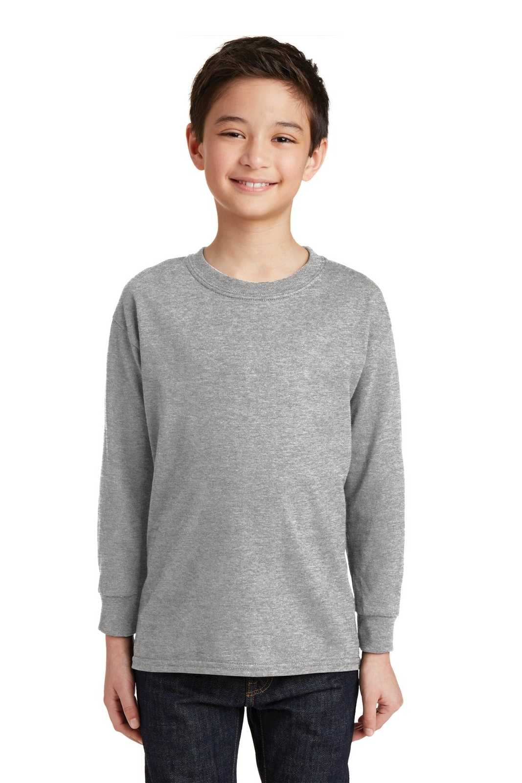 Gildan 5400B Youth Heavy Cotton 100% Cotton Long Sleeve T-Shirt - Sport Gray - HIT a Double