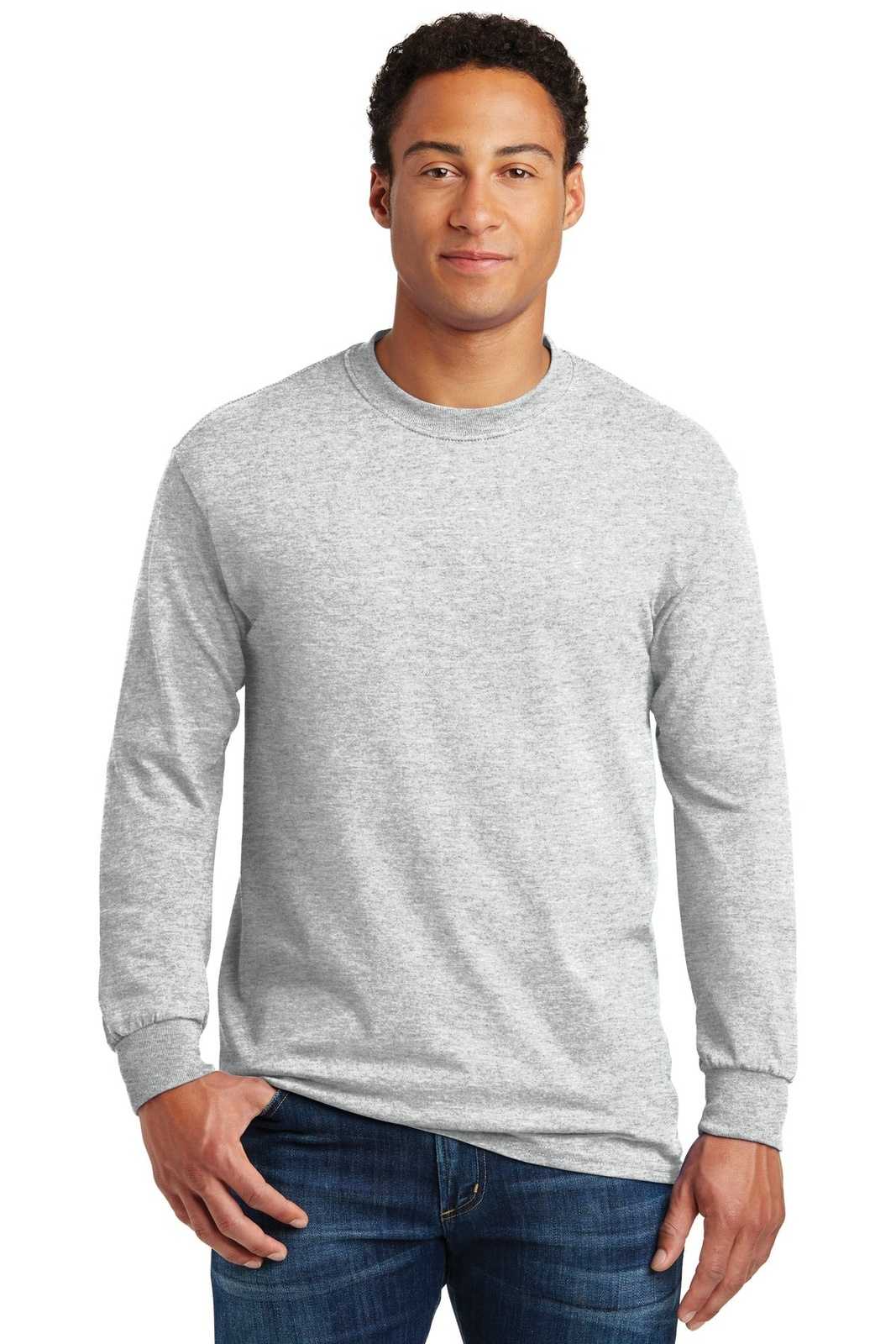 Gildan 5400 Heavy Cotton 100% Cotton Long Sleeve T-Shirt - Ash - HIT a Double