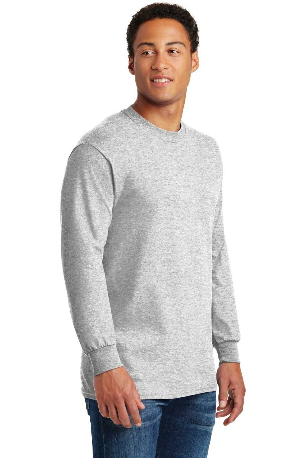 Gildan 5400 Heavy Cotton 100% Cotton Long Sleeve T-Shirt - Ash - HIT a Double
