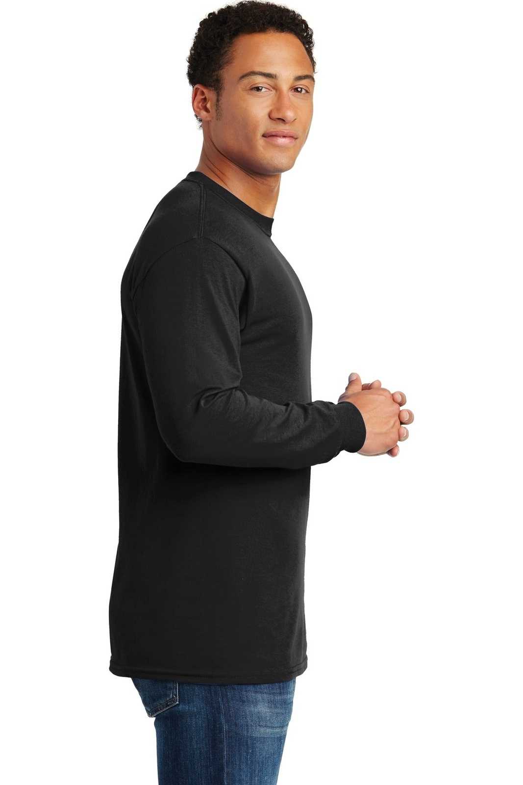 Gildan 5400 Heavy Cotton 100% Cotton Long Sleeve T-Shirt - Black - HIT a Double
