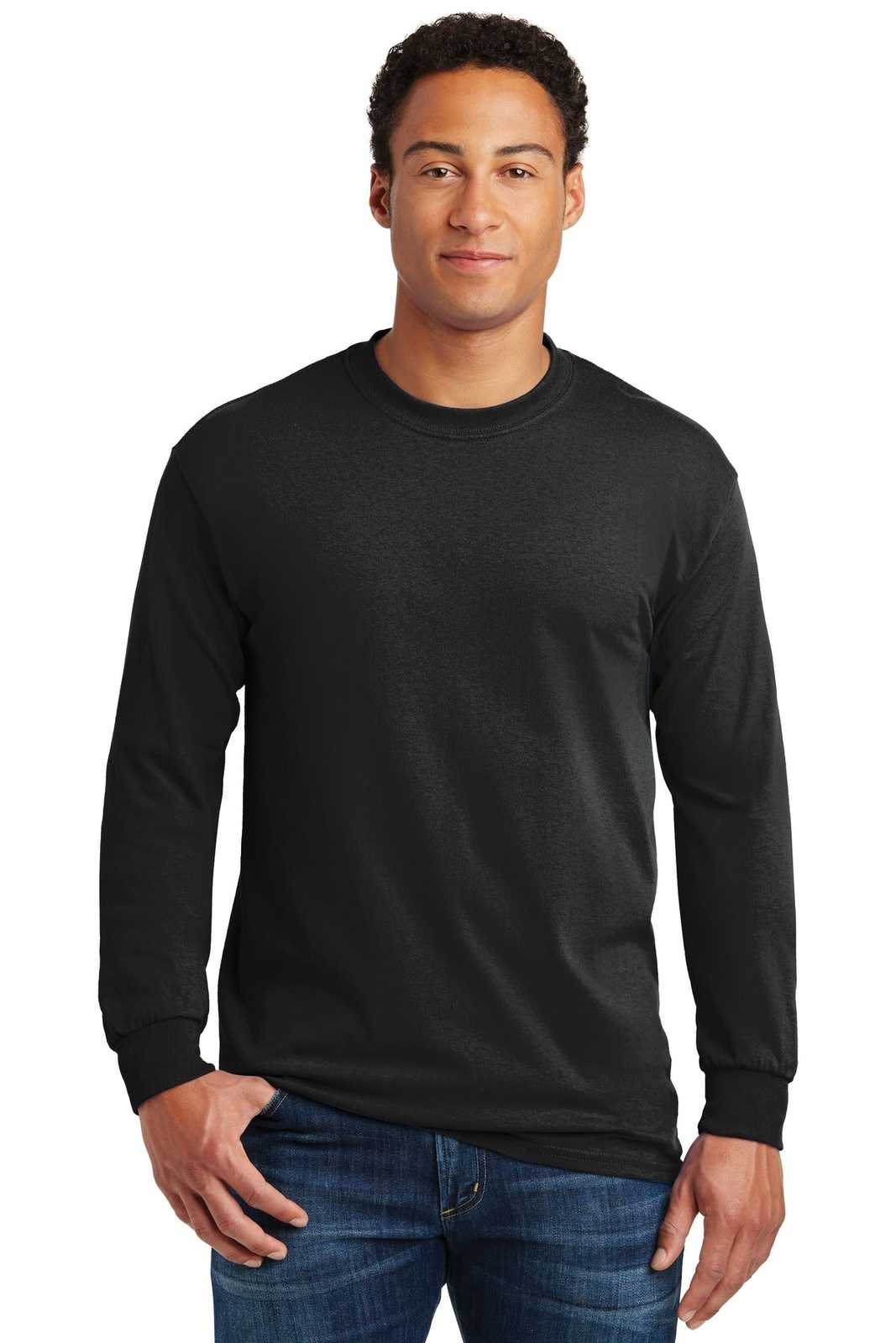 Gildan 5400 Heavy Cotton 100% Cotton Long Sleeve T-Shirt - Black - HIT a Double