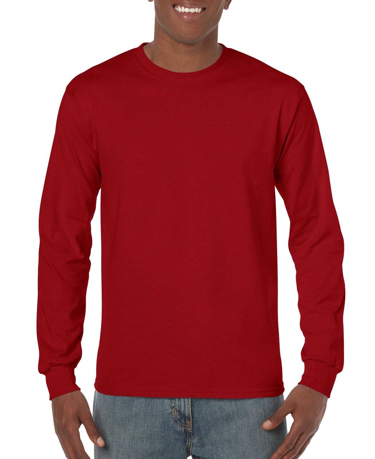 Gildan 5400 Heavy Cotton 100% Cotton Long Sleeve T-Shirt - Cardinal Red - HIT a Double