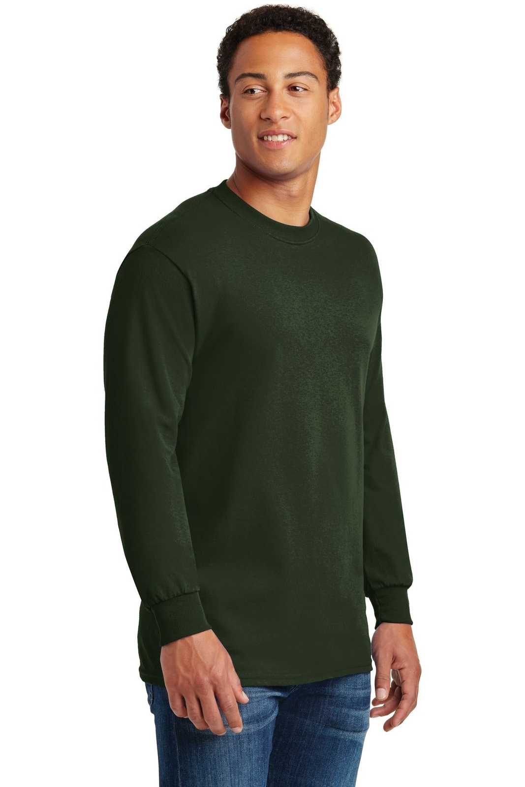 Gildan 5400 Heavy Cotton 100% Cotton Long Sleeve T-Shirt - Forest - HIT a Double
