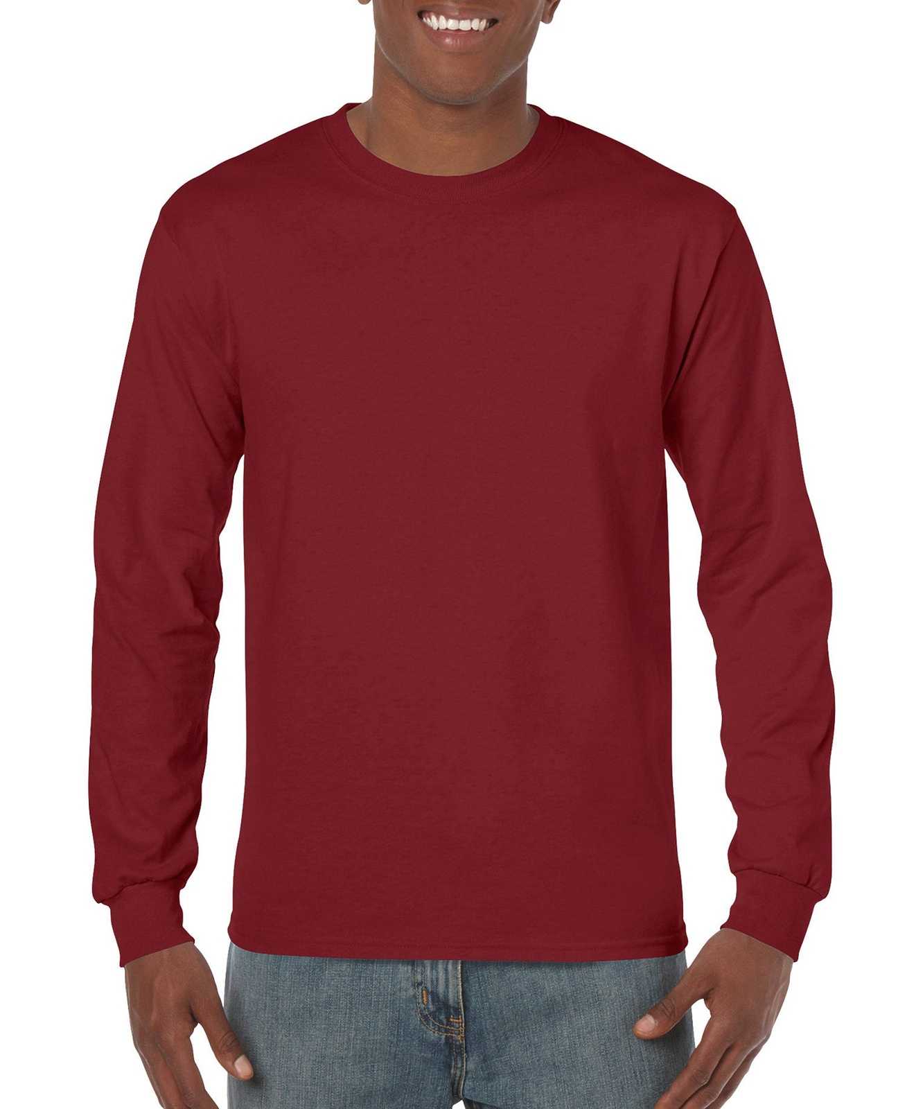 Gildan 5400 Heavy Cotton 100% Cotton Long Sleeve T-Shirt - Garnet - HIT a Double