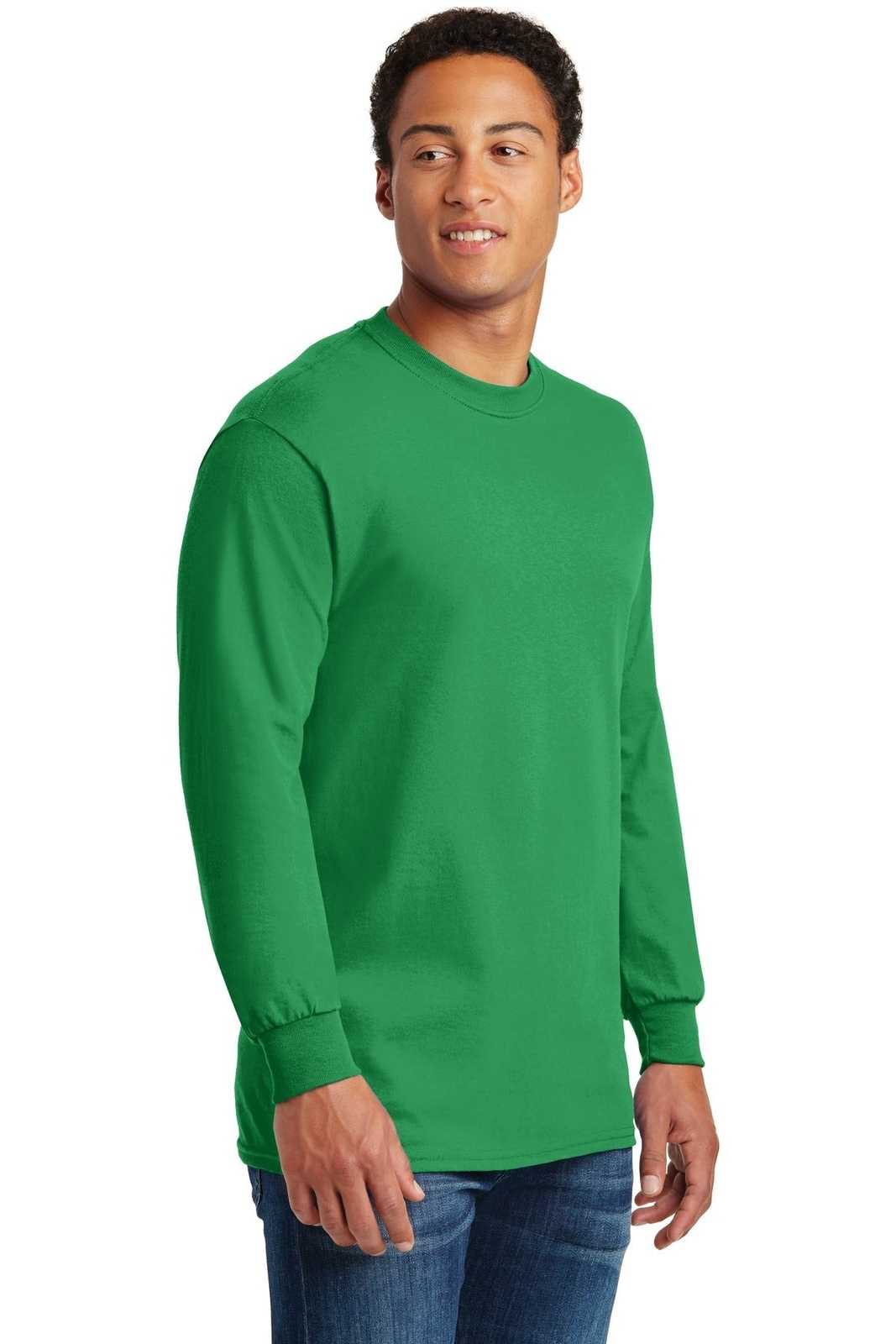 Gildan 5400 Heavy Cotton 100% Cotton Long Sleeve T-Shirt - Irish Green - HIT a Double