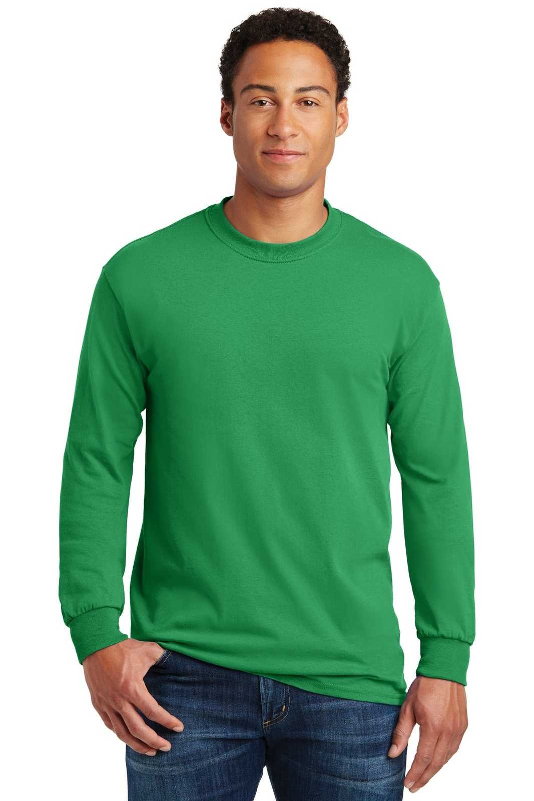 Gildan 5400 Heavy Cotton 100% Cotton Long Sleeve T-Shirt - Irish Green - HIT a Double