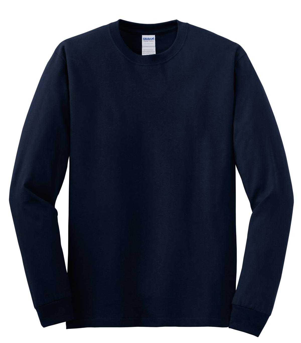 Gildan 5400 Heavy Cotton 100% Cotton Long Sleeve T-Shirt - Navy - HIT a Double
