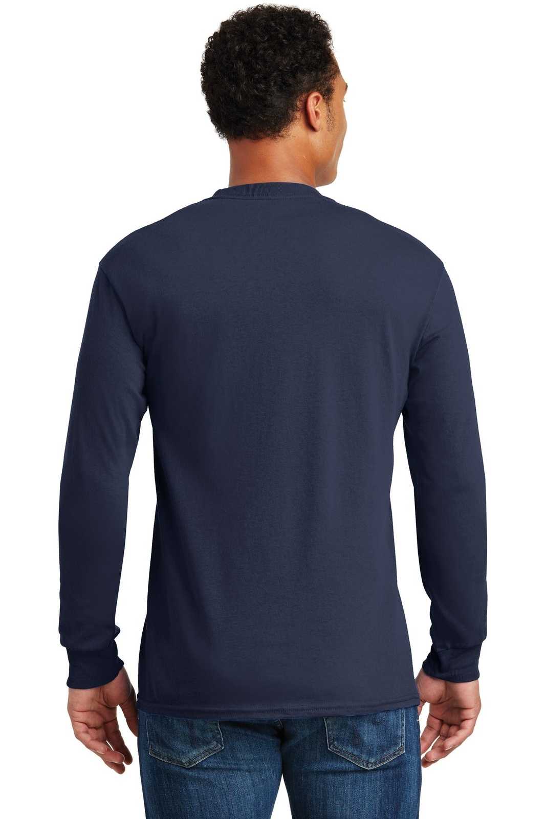 Gildan 5400 Heavy Cotton 100% Cotton Long Sleeve T-Shirt - Navy - HIT a Double