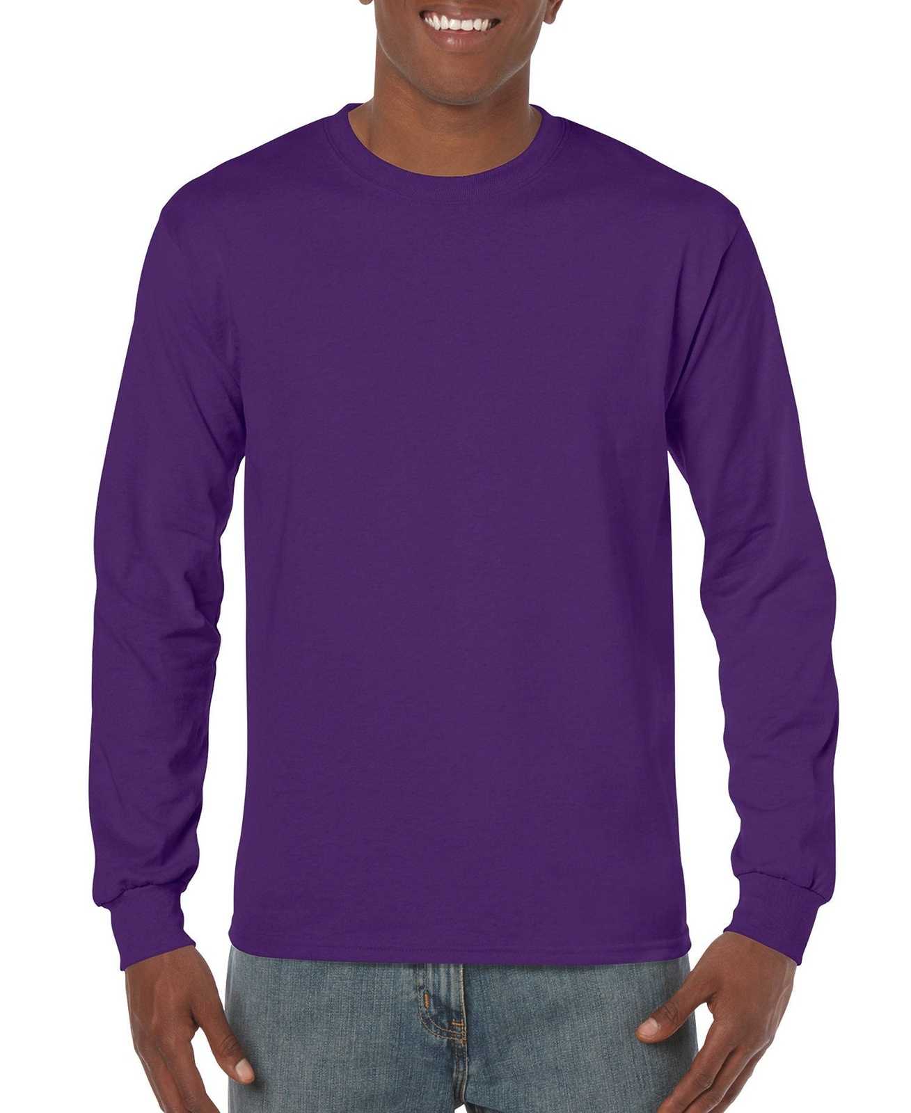 Gildan 5400 Heavy Cotton 100% Cotton Long Sleeve T-Shirt - Purple - HIT a Double
