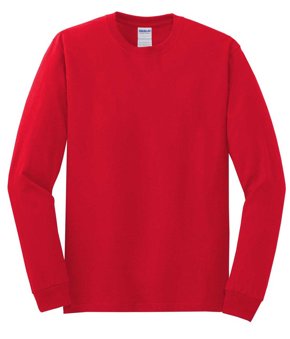 Gildan 5400 Heavy Cotton 100% Cotton Long Sleeve T-Shirt - Red - HIT a Double