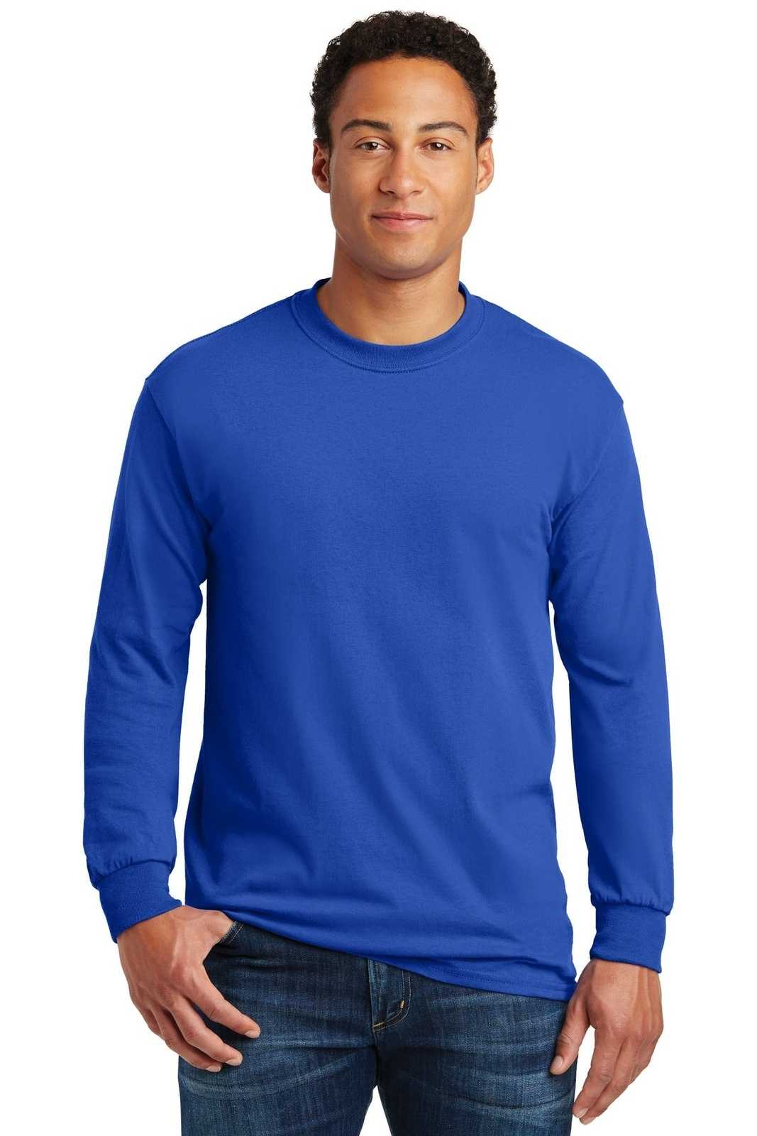 Gildan 5400 Heavy Cotton 100% Cotton Long Sleeve T-Shirt - Royal - HIT a Double