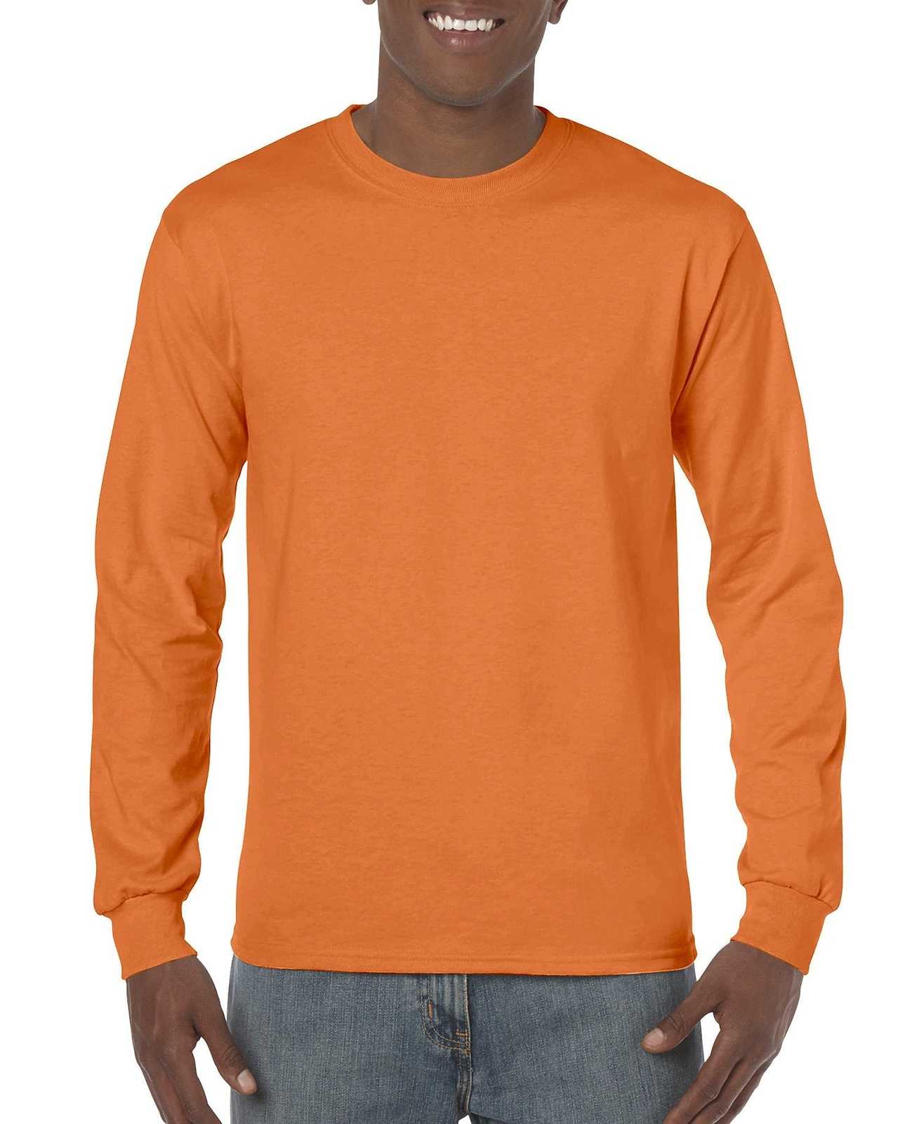 Gildan 5400 Heavy Cotton 100% Cotton Long Sleeve T-Shirt - S Orange - HIT a Double