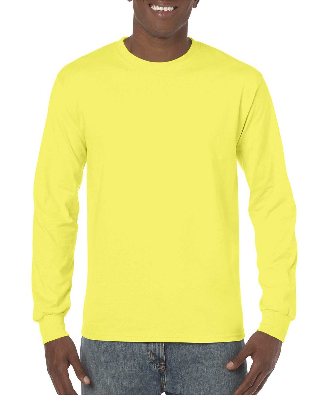 Gildan 5400 Heavy Cotton 100% Cotton Long Sleeve T-Shirt - Safety Green - HIT a Double