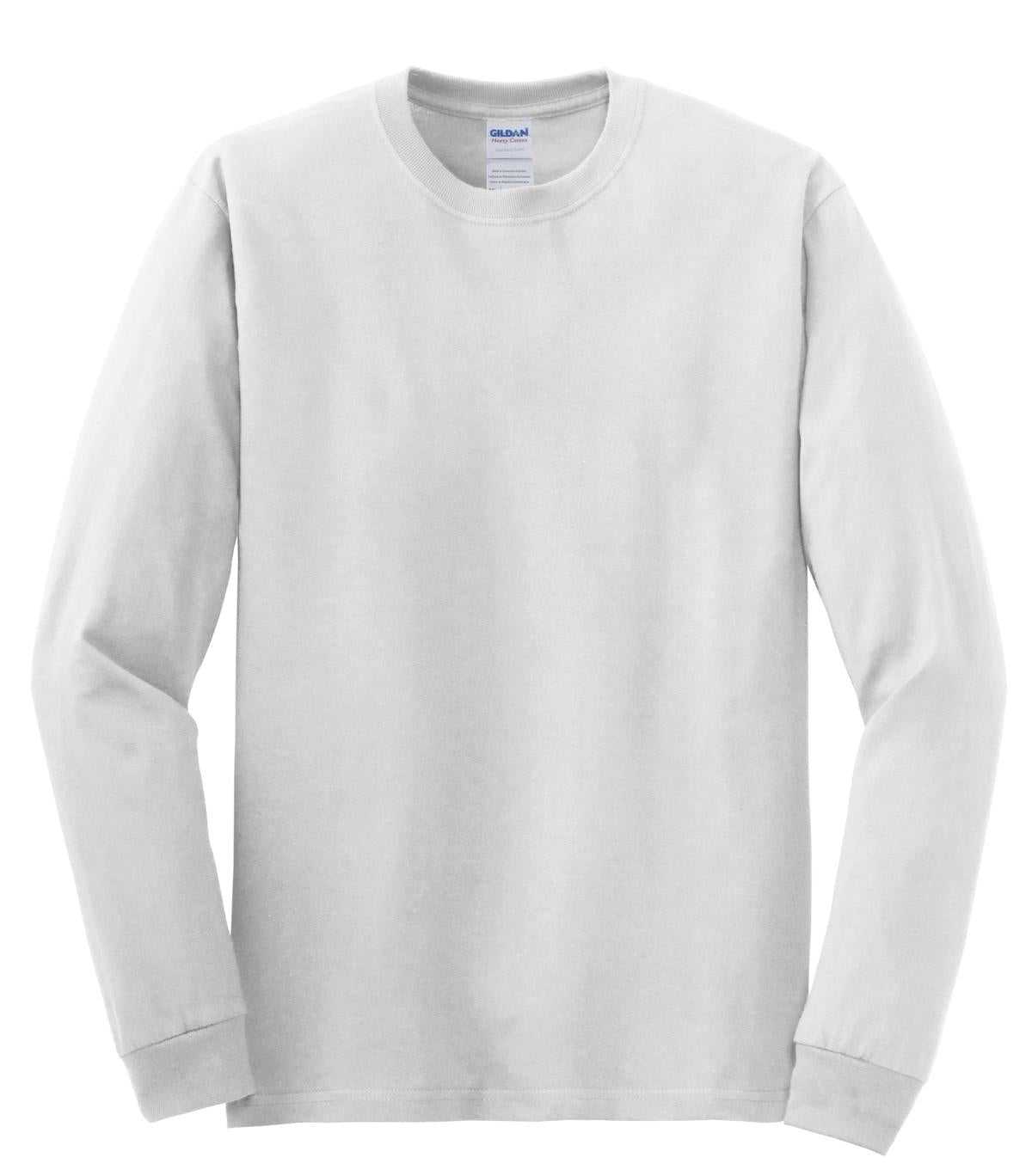 Gildan 5400 Heavy Cotton 100% Cotton Long Sleeve T-Shirt - White - HIT a Double