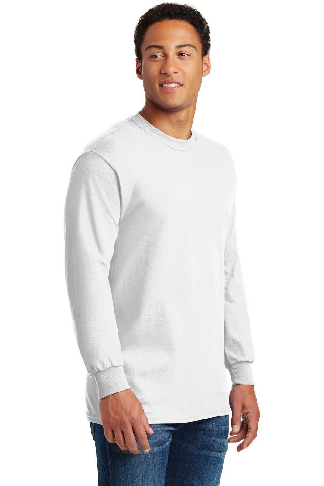 Gildan 5400 Heavy Cotton 100% Cotton Long Sleeve T-Shirt - White - HIT a Double