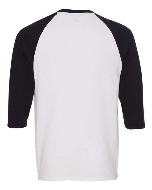 Gildan 5700 Heavy Cotton Raglan Three-Quarter Sleeve T-Shirt - White Black - HIT a Double