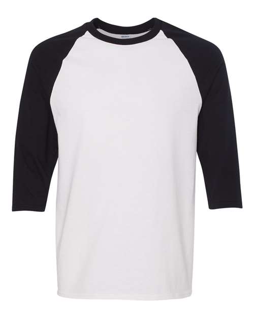 Gildan 5700 Heavy Cotton Raglan Three-Quarter Sleeve T-Shirt - White Black - HIT a Double