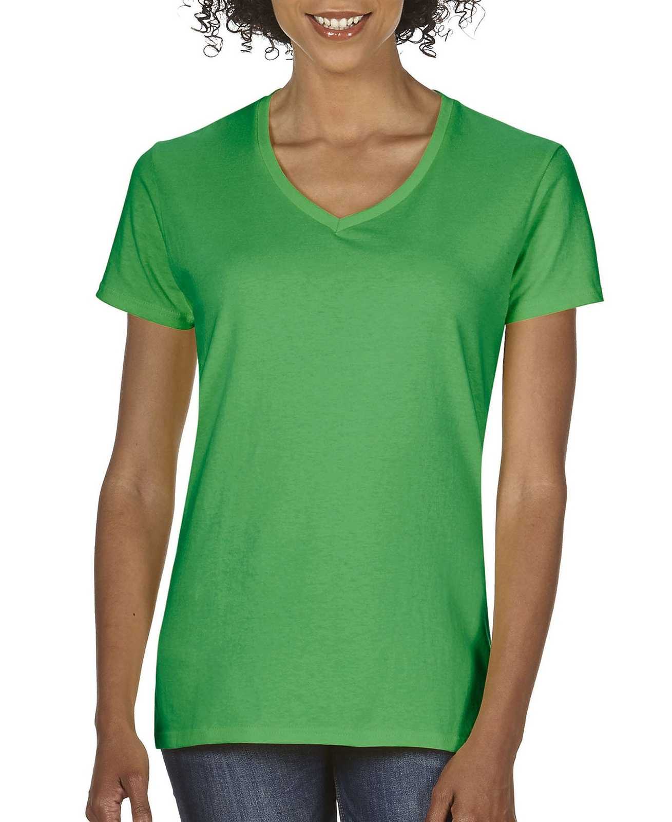 Gildan 5V00L Ladies Heavy Cotton 100% Cotton V-Neck T-Shirt - Irish Green - HIT a Double