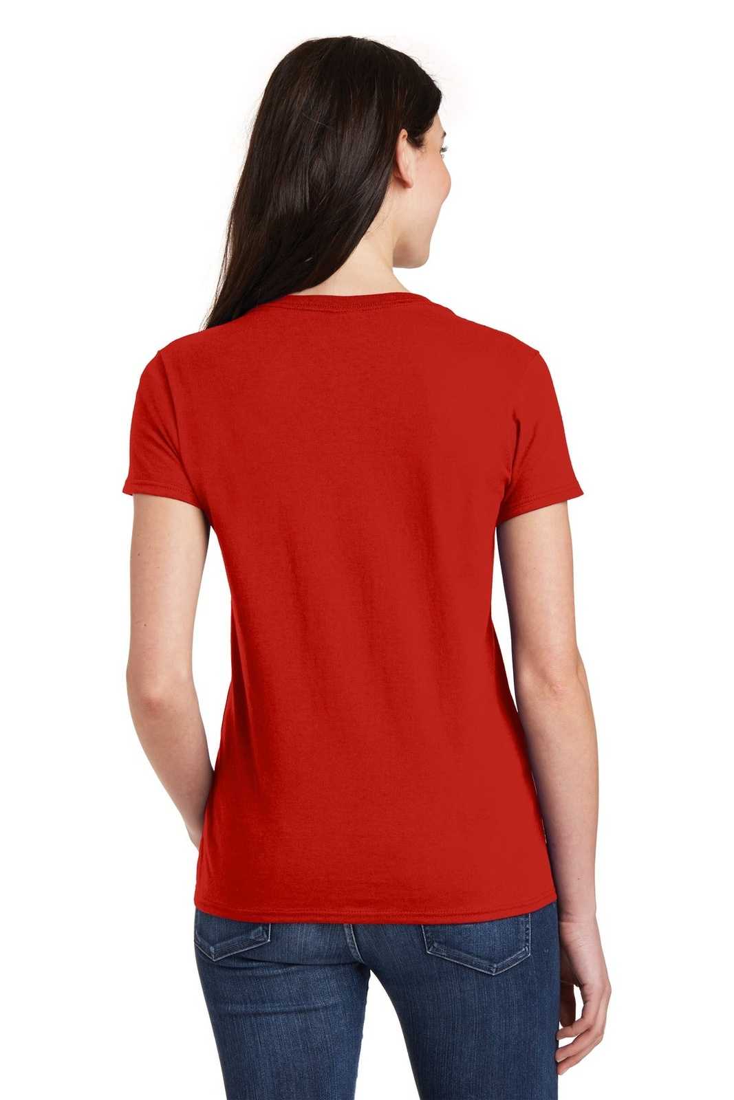 Gildan 5V00L Ladies Heavy Cotton 100% Cotton V-Neck T-Shirt - Red - HIT a Double