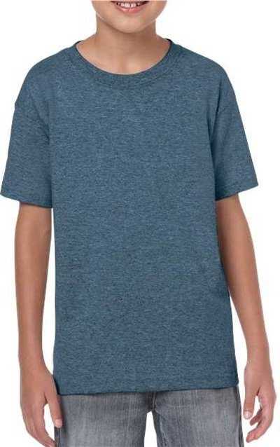 Gildan 64000B Softstyle Youth T-Shirt - Heather Navy" - "HIT a Double