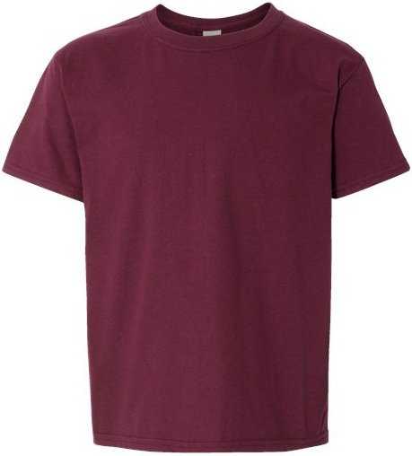 Gildan 64000B Softstyle Youth T-Shirt - Maroon&quot; - &quot;HIT a Double