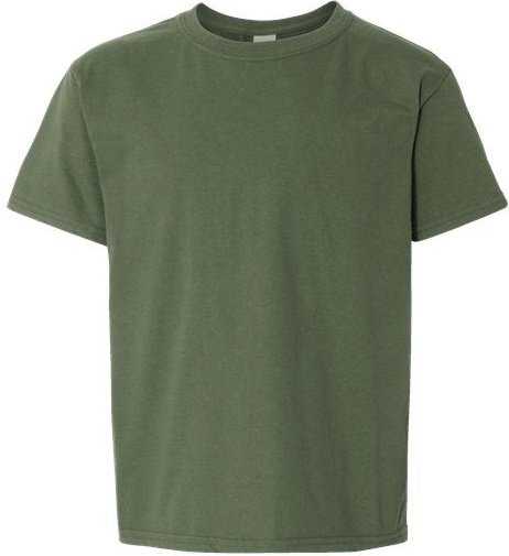 Gildan 64000B Softstyle Youth T-Shirt - Military Green" - "HIT a Double