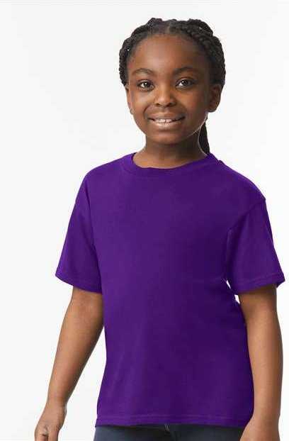 Gildan 64000B Softstyle Youth T-Shirt - Purple&quot; - &quot;HIT a Double