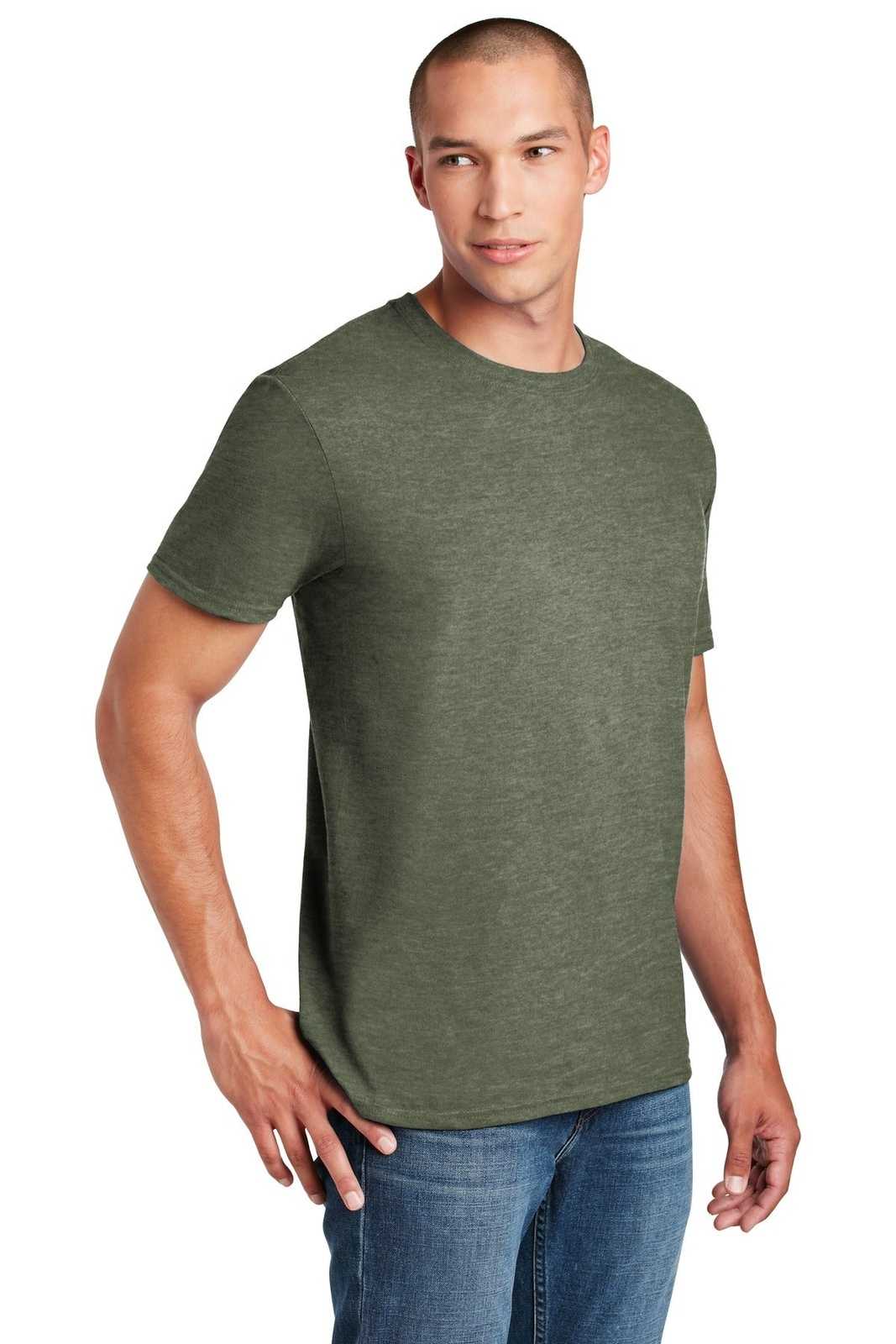 Gildan 64000 Softstyle T-Shirt - Heather Military Green - HIT a Double