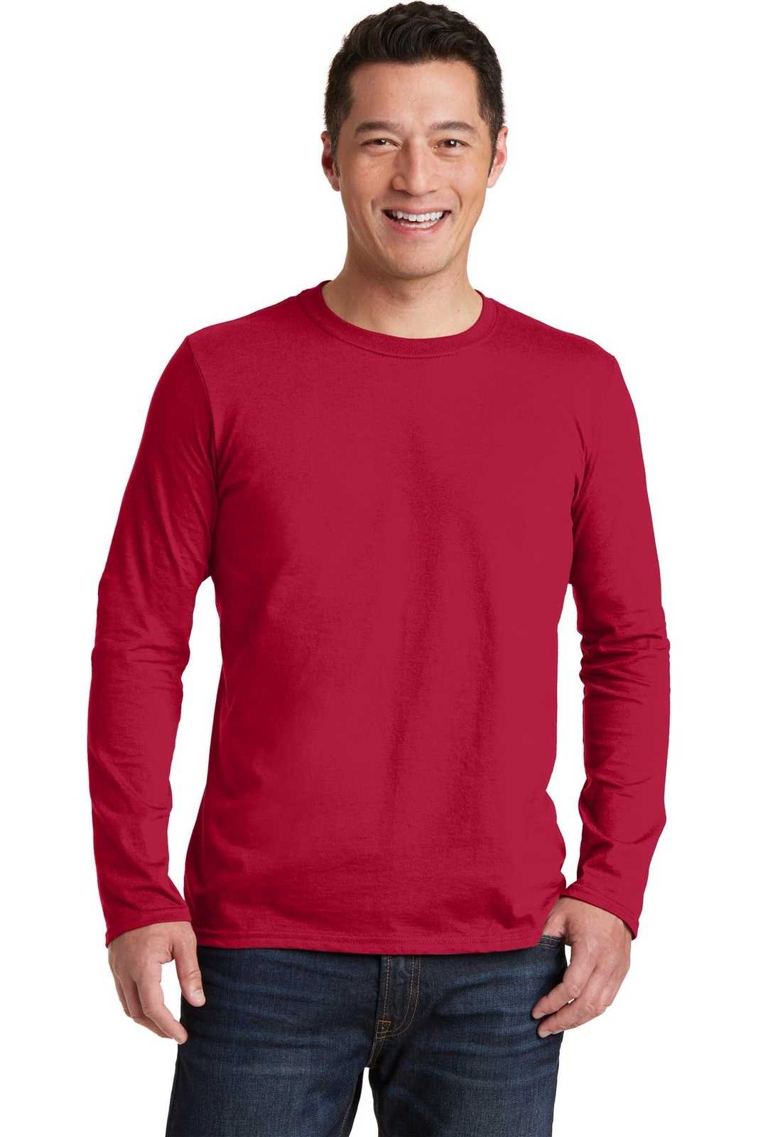 Gildan 64400 Softstyle Long Sleeve T-Shirt - Cherry Red - HIT a Double