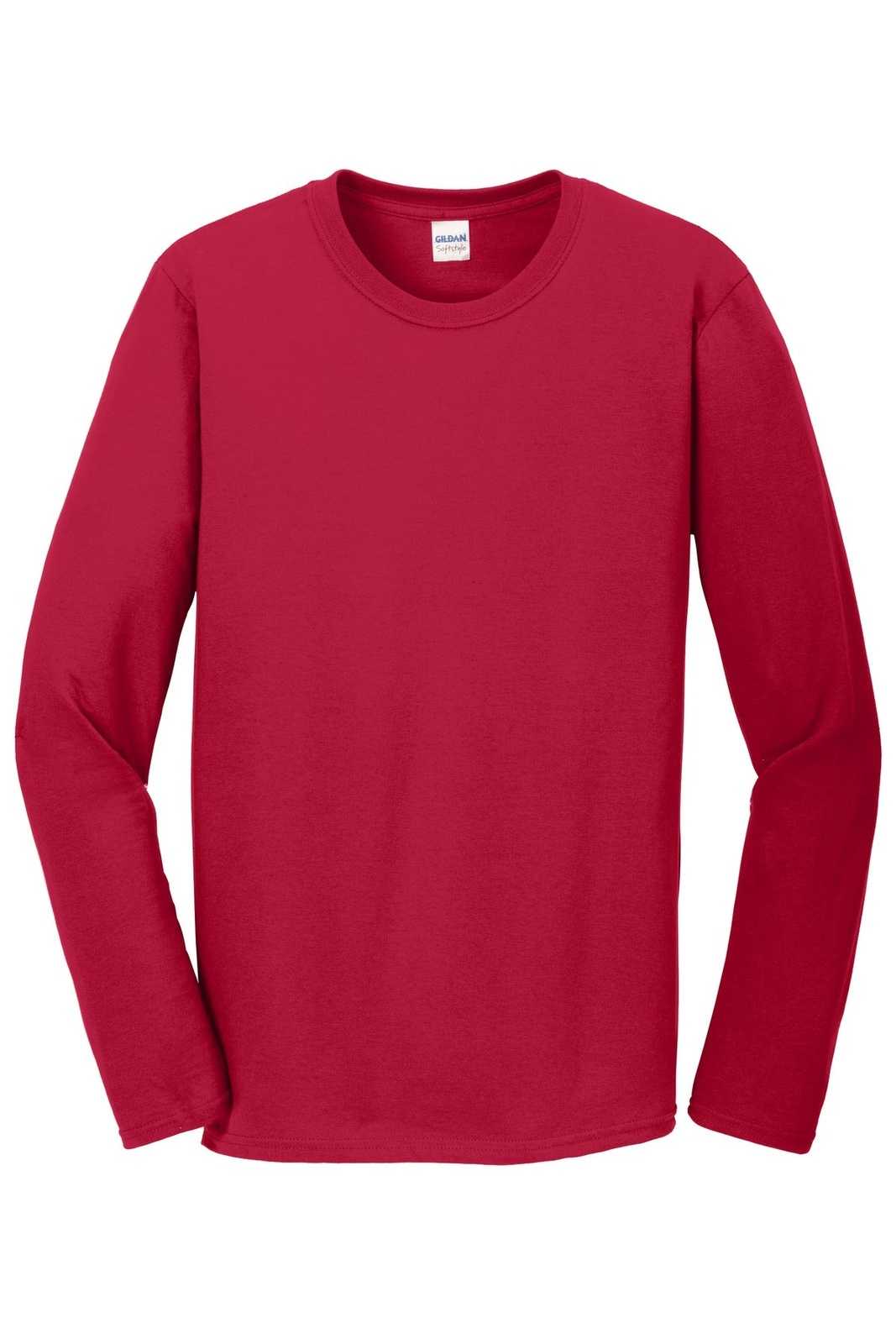 Gildan 64400 Softstyle Long Sleeve T-Shirt - Cherry Red - HIT a Double