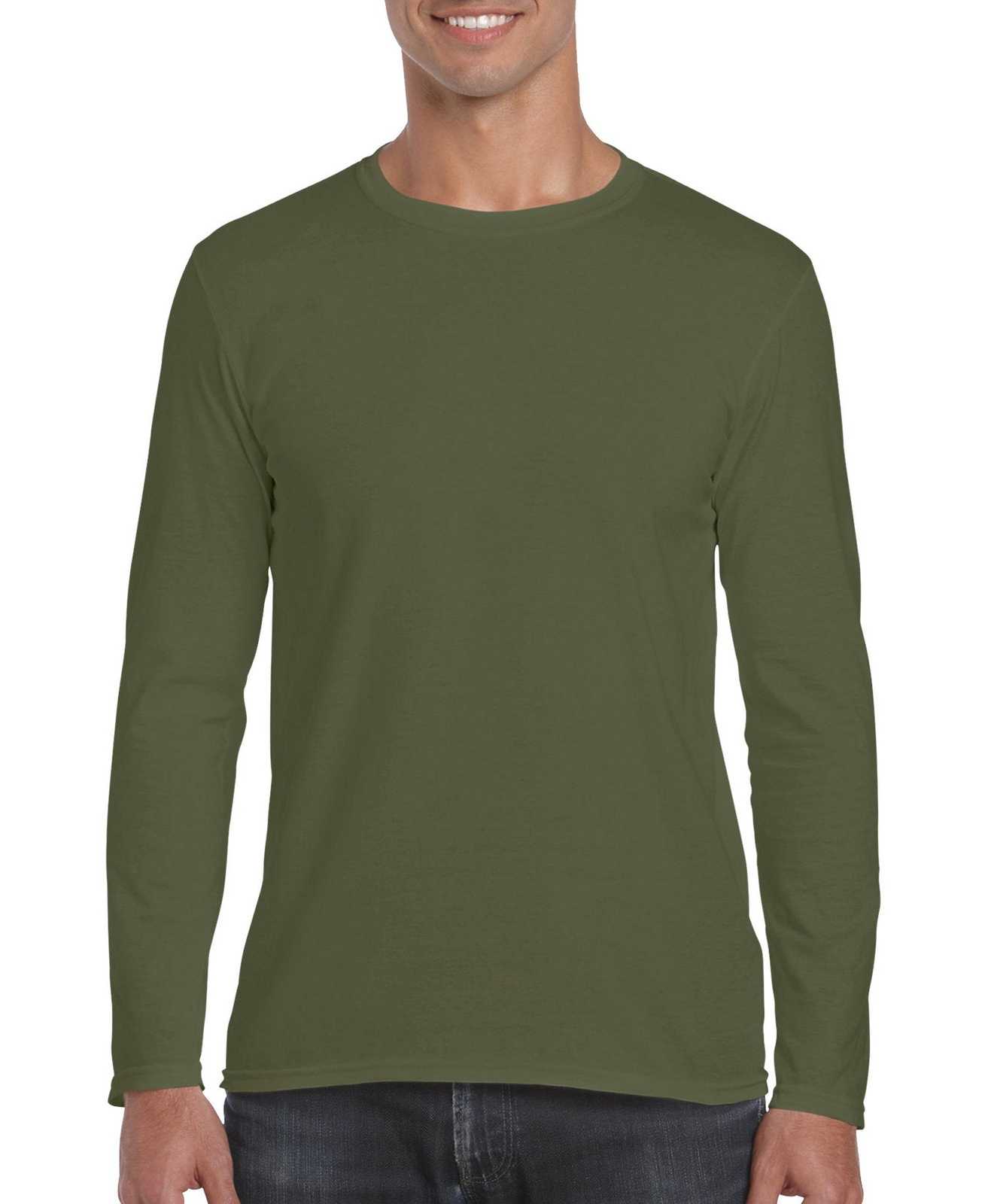 Gildan 64400 Softstyle Long Sleeve T-Shirt - Military Green - HIT a Double