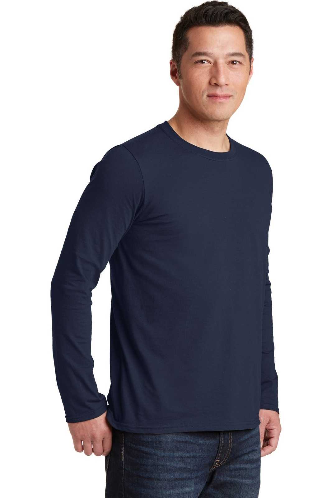 Gildan 64400 Softstyle Long Sleeve T-Shirt - Navy - HIT a Double