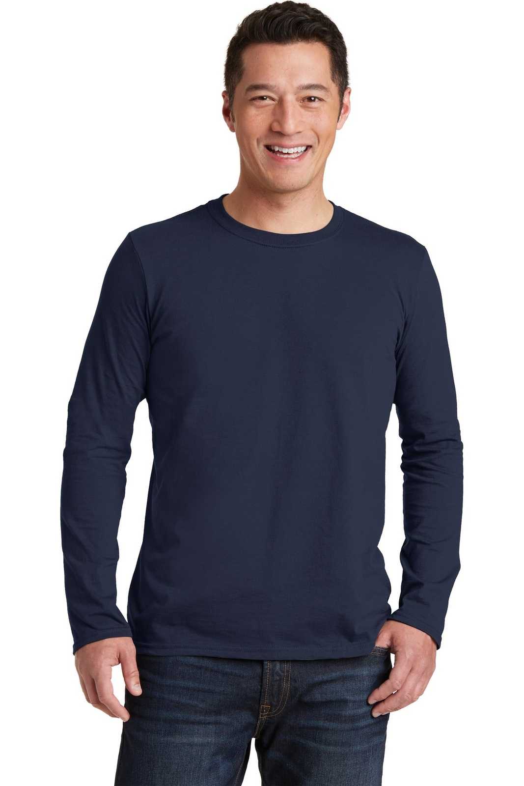 Gildan 64400 Softstyle Long Sleeve T-Shirt - Navy - HIT a Double