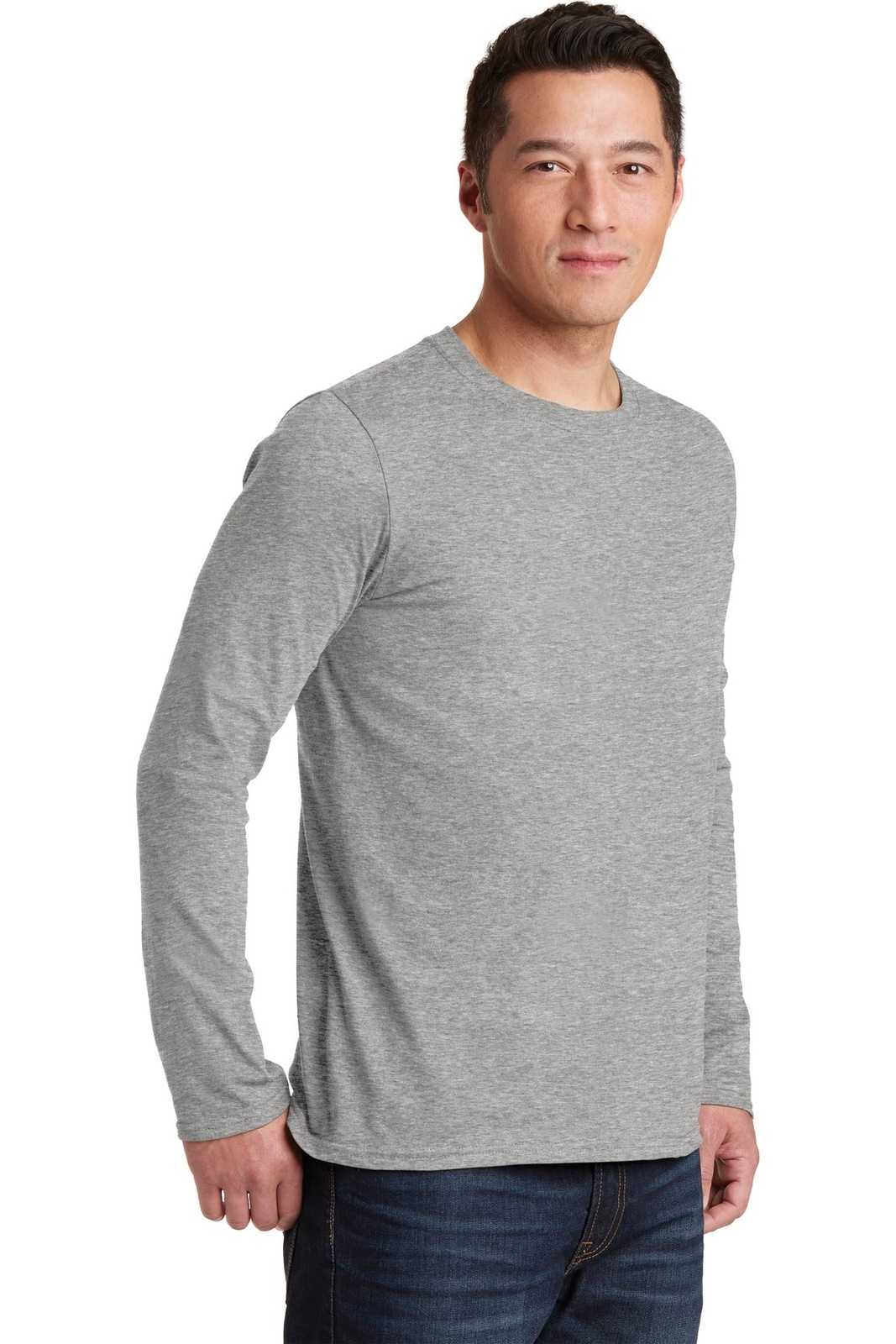 Gildan 64400 Softstyle Long Sleeve T-Shirt - Sport Gray - HIT a Double
