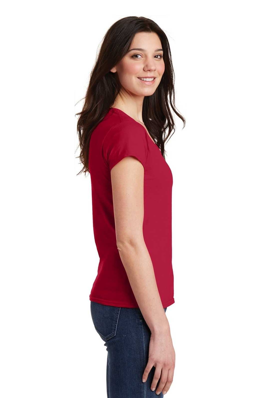 Gildan 64V00L Softstyle Junior Fit V-Neck T-Shirt - Cherry Red - HIT a Double