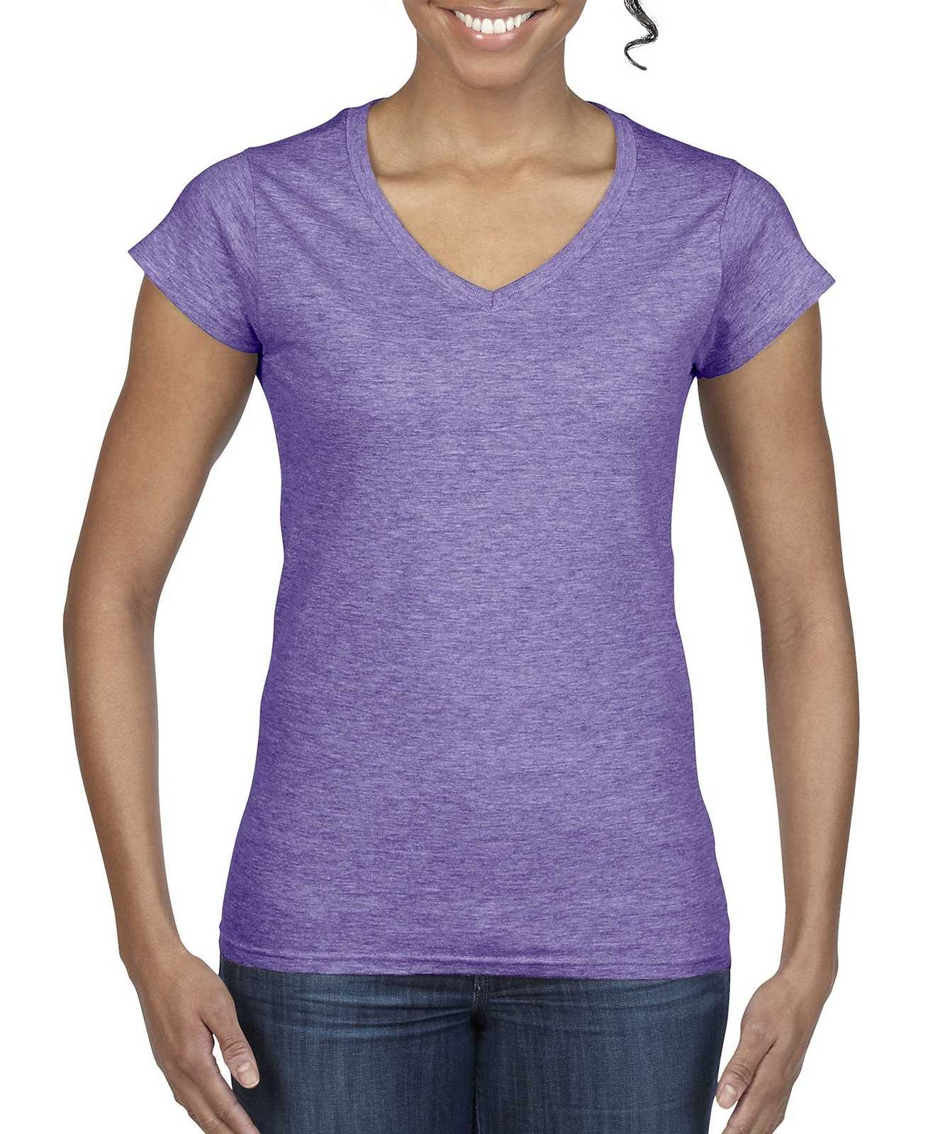 Gildan 64V00L Softstyle Junior Fit V-Neck T-Shirt - Heather Purple - HIT a Double