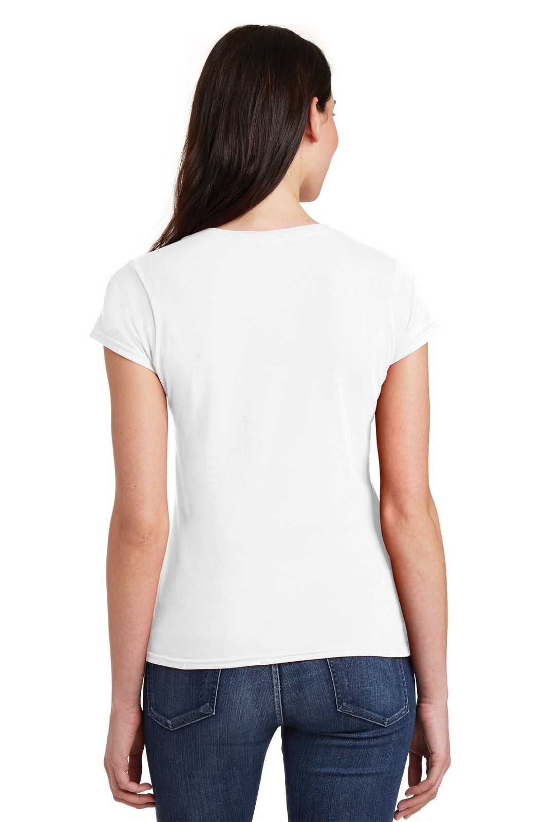 Gildan 64V00L Softstyle Junior Fit V-Neck T-Shirt - White - HIT a Double