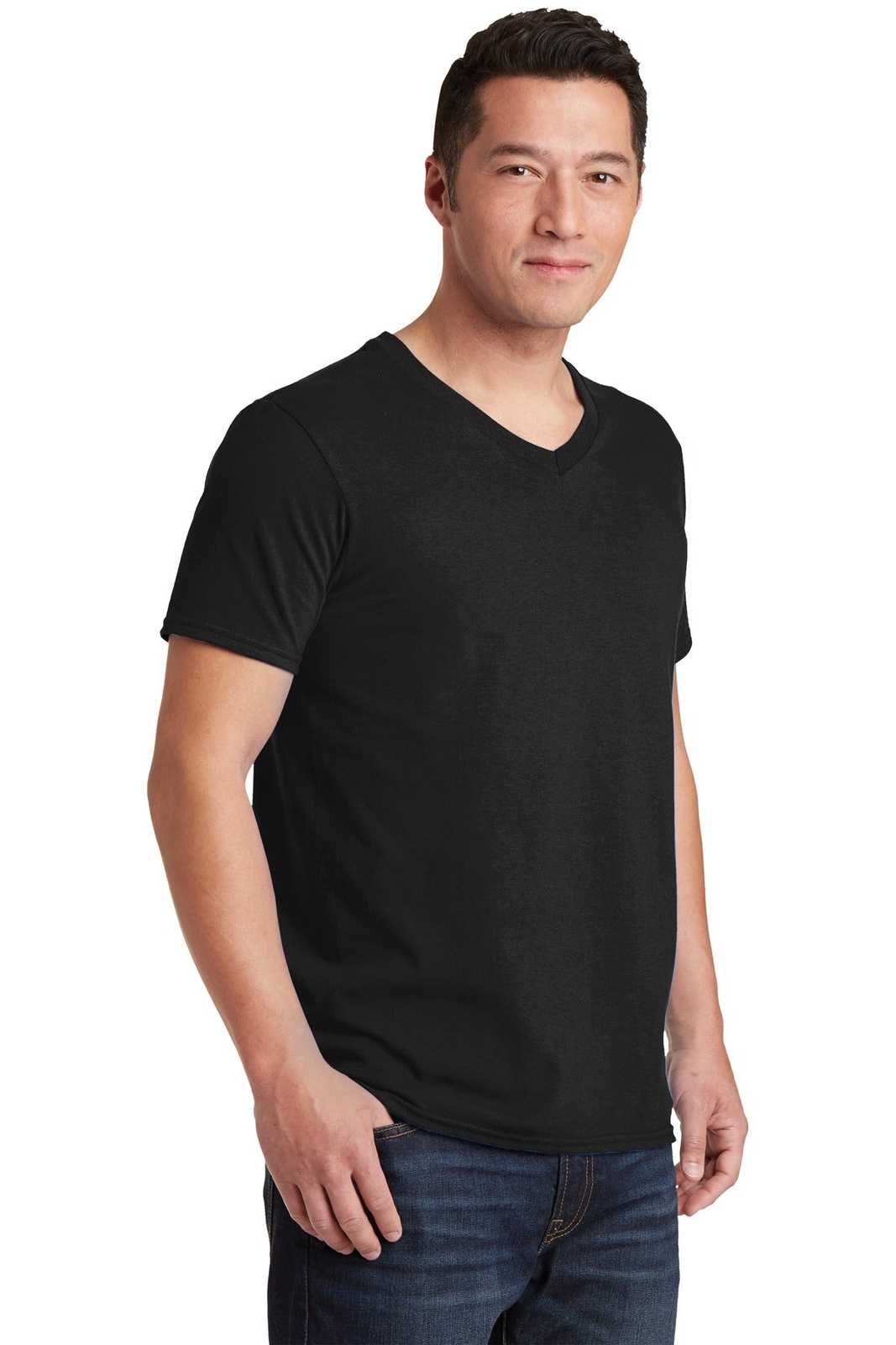 Gildan 64V00 Softstyle V-Neck T-Shirt - Black - HIT a Double