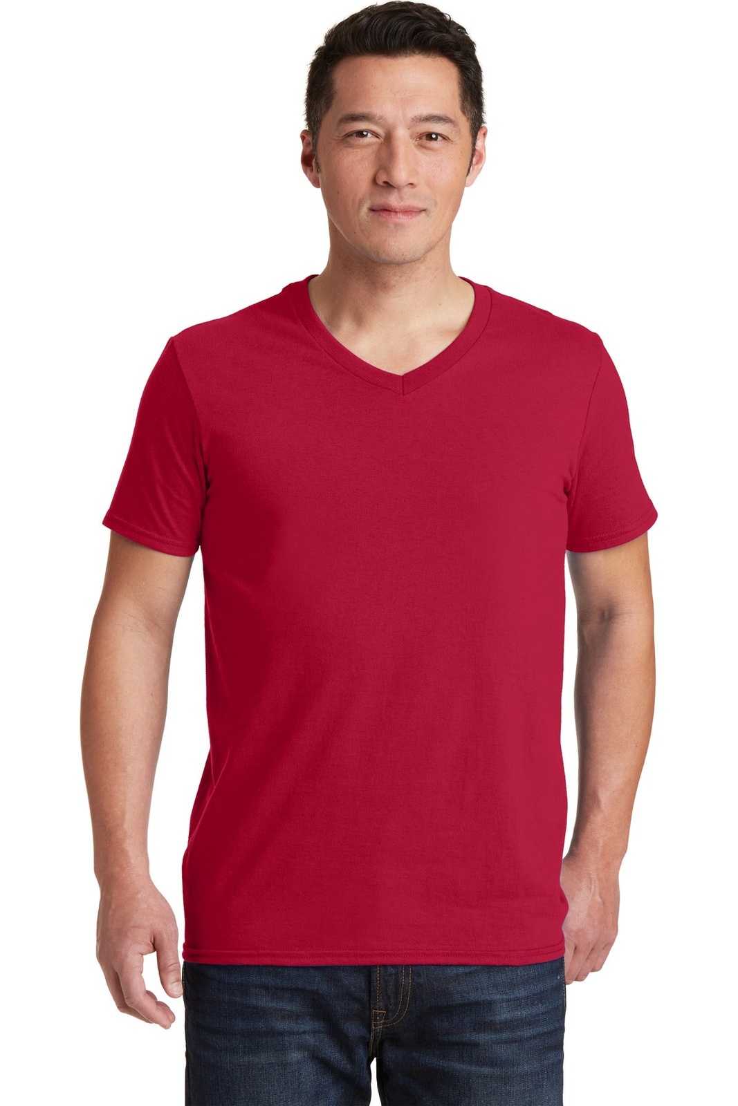 Gildan 64V00 Softstyle V-Neck T-Shirt - Cherry Red - HIT a Double