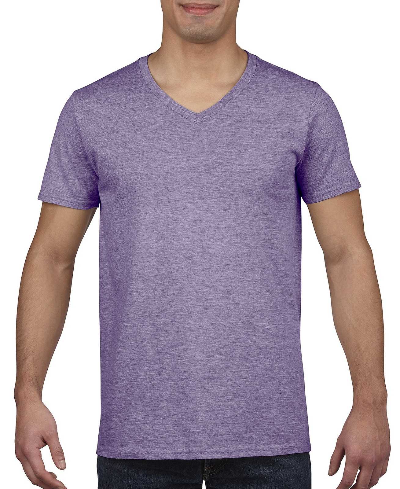 Gildan 64V00 Softstyle V-Neck T-Shirt - Heather Purple - HIT a Double