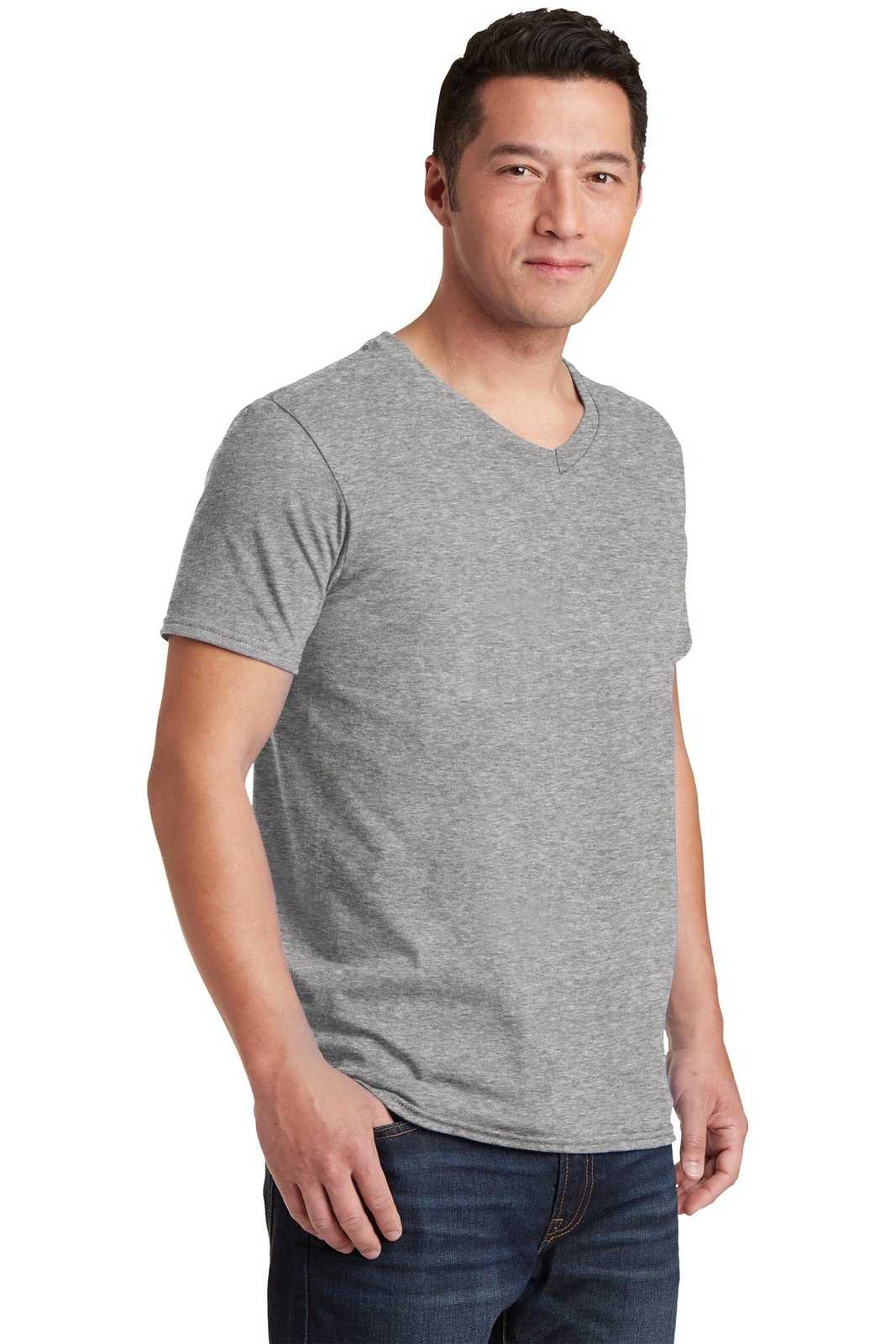 Gildan 64V00 Softstyle V-Neck T-Shirt - Sport Gray - HIT a Double