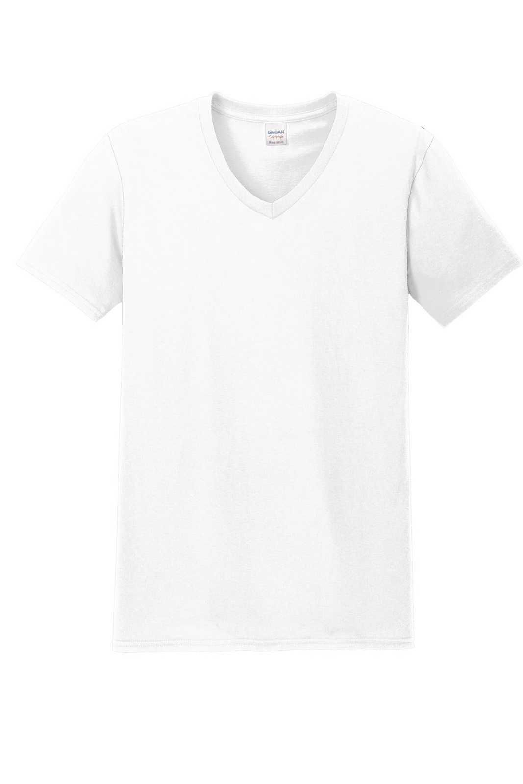 Gildan 64V00 Softstyle V-Neck T-Shirt - White - HIT a Double