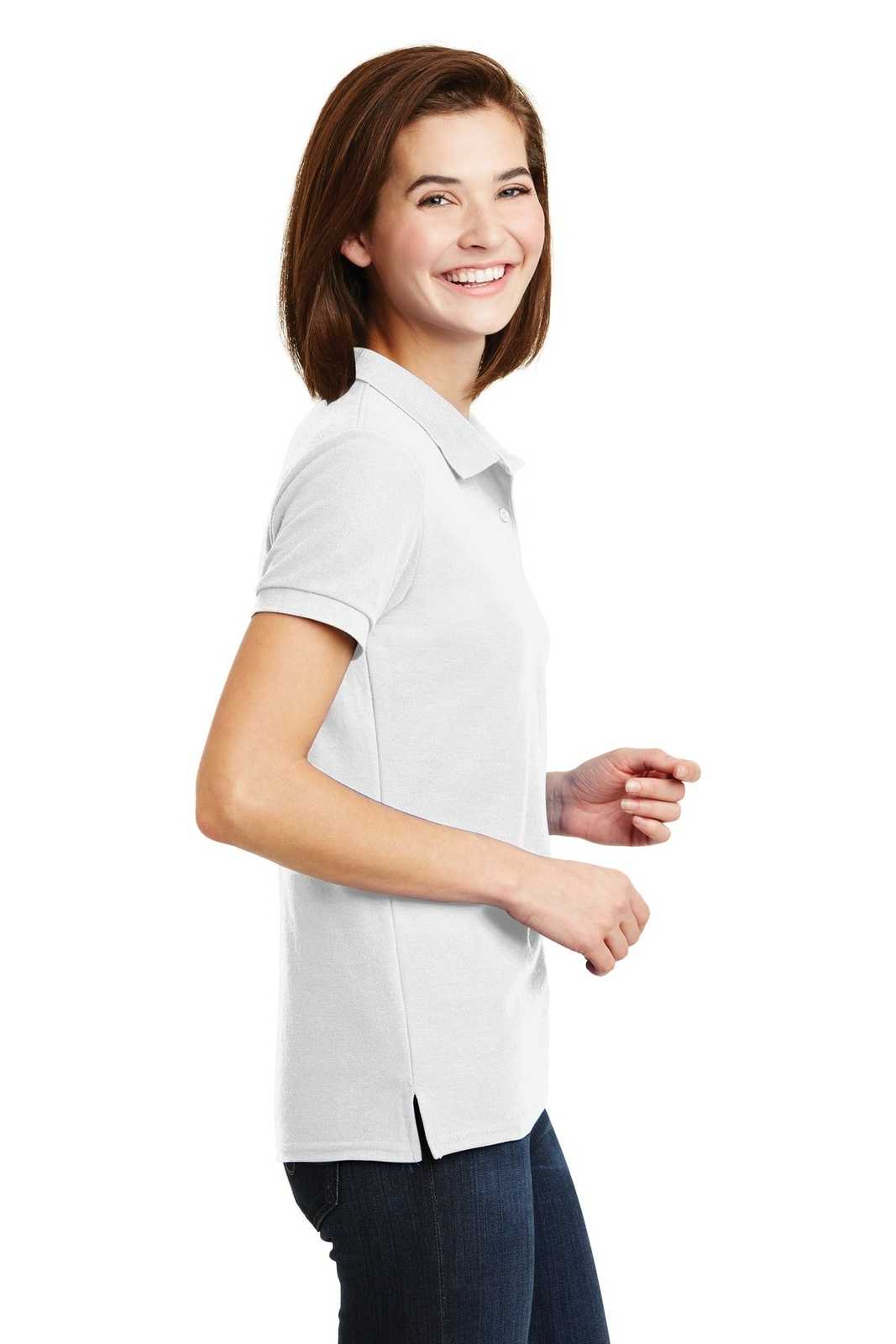 Gildan 72800L Ladies Dryblend 6-Ounce Double Pique Sport Shirt - White - HIT a Double