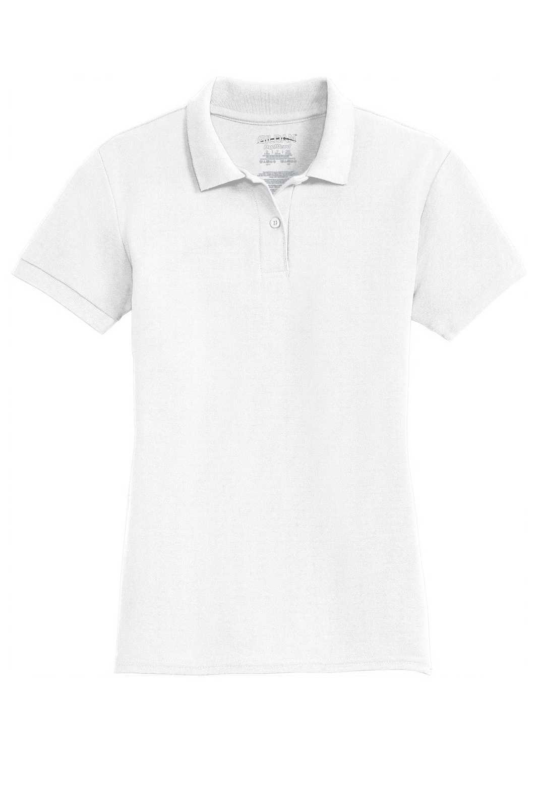 Gildan 72800L Ladies Dryblend 6-Ounce Double Pique Sport Shirt - White - HIT a Double