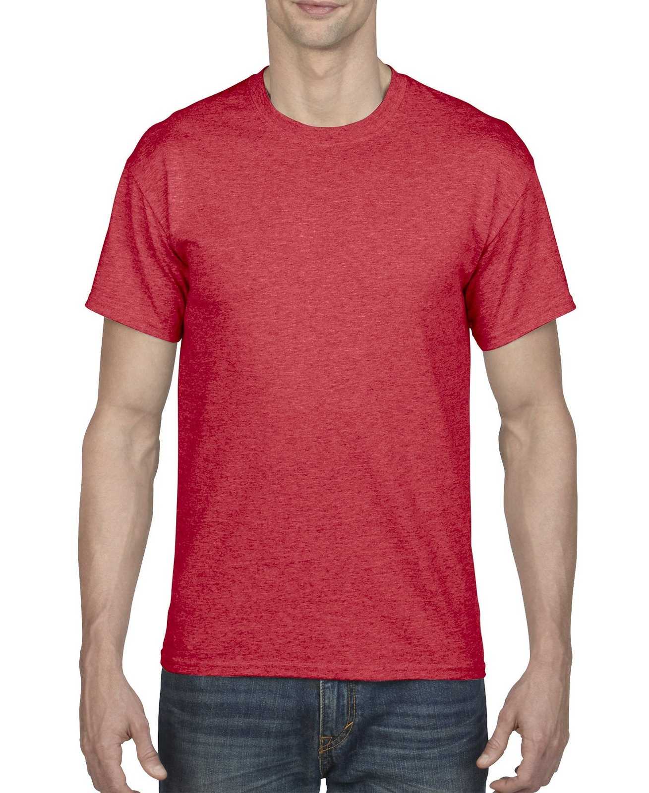 Gildan 8000 Dryblend 50 Cotton/50 Poly T-Shirt - Heather Sport Scarlet Red - HIT a Double