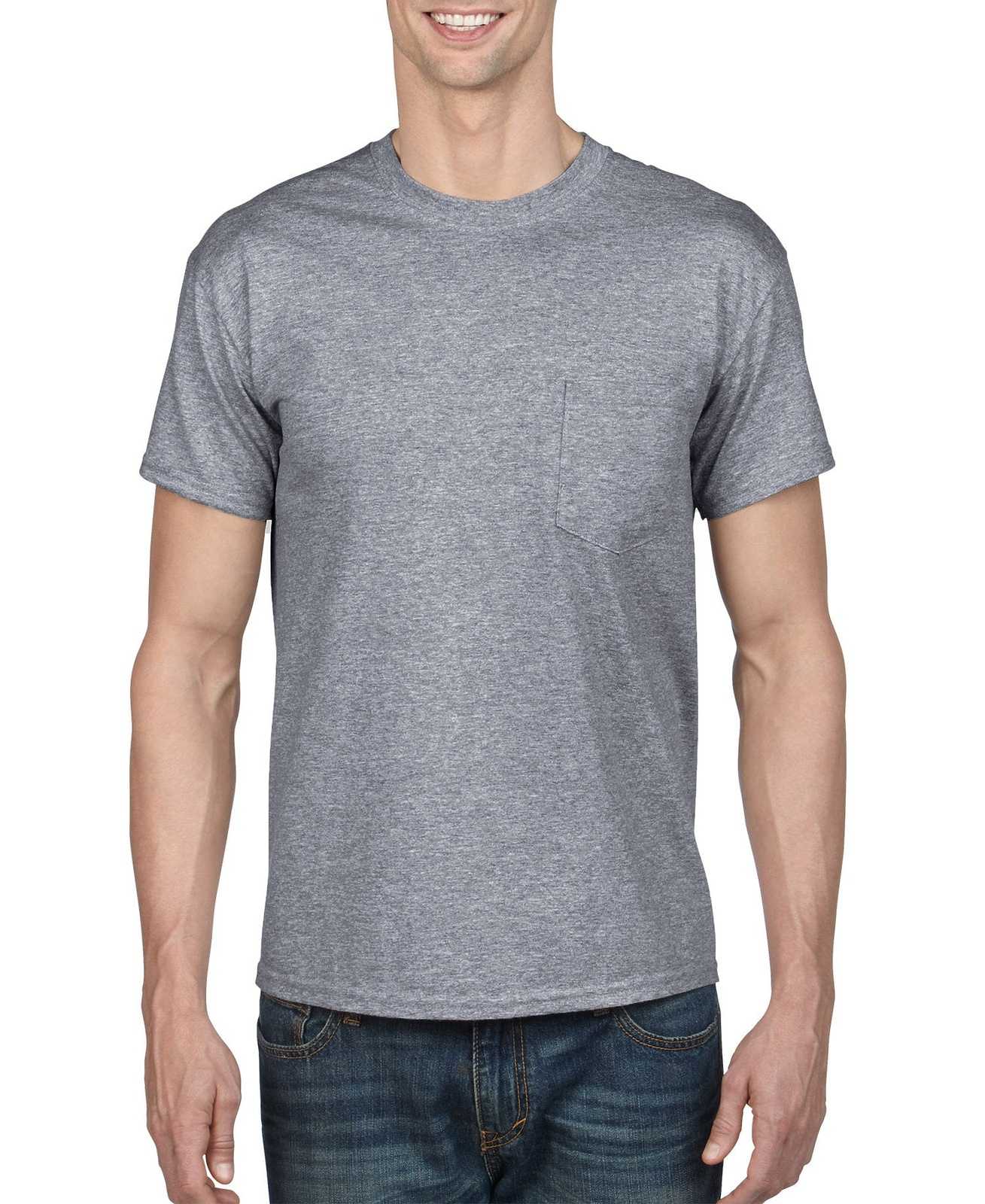 Gildan 8300 DryBlend 50 Cotton/50 Poly Pocket T-Shirt - Graphite Heather - HIT a Double